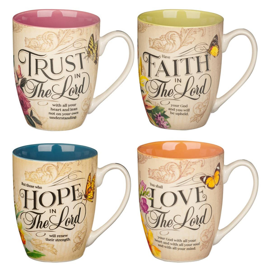 Mug Set 4pc Hope, Trust, Faith, Love
