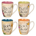 Mug Set 4pc Hope, Trust, Faith, Love