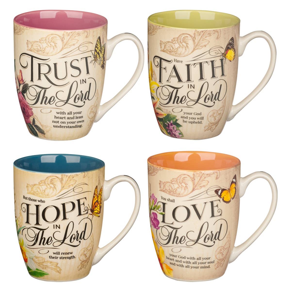 Mug Set 4pc Hope, Trust, Faith, Love