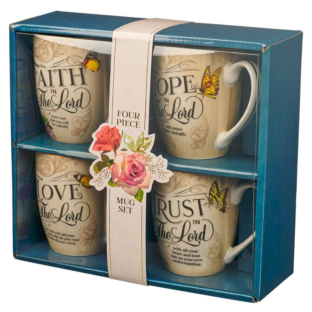 Mug Set 4pc Hope, Trust, Faith, Love